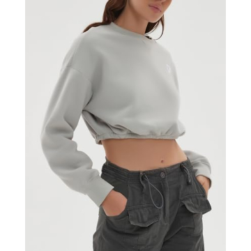 CHYRII Women's Oversized Cropped Sweatshirt - Fleece Comfort