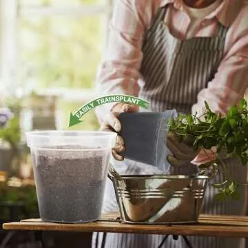 GREANER 9 Inch 10 Packs Clear Nursery Pots, Plastic Nursery Pot for Plants, Durable Seed Starting Pot with Drainage Holes, Flexible Transparent Pot for Outdoor Indoor Plants（20 Plant Labels）