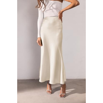 Elegant Amy Babe Satin Silky Maxi Skirt for Women