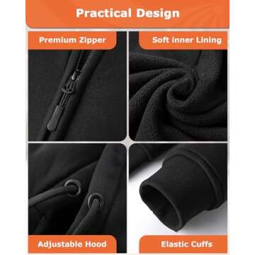 Venustas Unisex Heated Hoodie with Battery Included, Heated Jacket for Women and Men Black