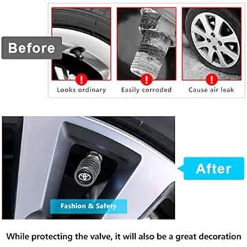 Metal Car Tire Air Caps Cover Car Tire Accessories for Toyota Corolla Avalon Camry Prius Allion RAV4 Highlander, 4Pcs Car Tire Valve Stem Caps,Anti-Corrosion Leak-Proof,Black