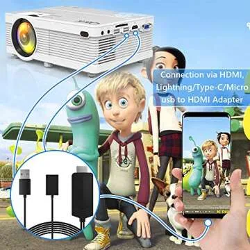 Mini Projector, 2022 Upgrade 8500L Portable LCD Projector, Full HD 1080P Supported Mini Projector, Compatible with TV Stick/Phones/Tablet/PS4/TV Box/HDMI/USB/AV Projector for Outdoor Movies