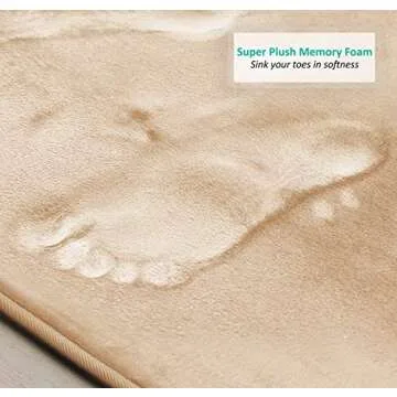 Clara Clark 3 Piece Bathroom Rugs Bath Mat Set, Velvet Memory Foam Bath Mats for Bathroom - Non-Slip, PVC Backing Bath Rugs, Washable Bathroom Rug Mats - Dries Quickly, Beige Bathroom Rug Set