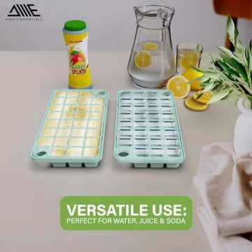 Aisle 3 Essentials 60 Piece Ice Cube Tray with Bin & Lid, Spill-Resistant Ice Cube Mold with One-Press Release, BPA-Free Materials, Great for Popsicles, Cocktail Ice Cubes, Lemonade (2-Tier)