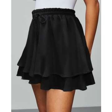 EGOCKAL Women's Summer Floral Ruffle Hem Skirt Shorts - Elastic High Waist Boho Mini Skorts