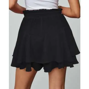 EGOCKAL Women's Floral Ruffle Mini Skirt Shorts for Summer