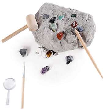 Gemstone Dig Kit for Kids - Excavate 20 Real Gems