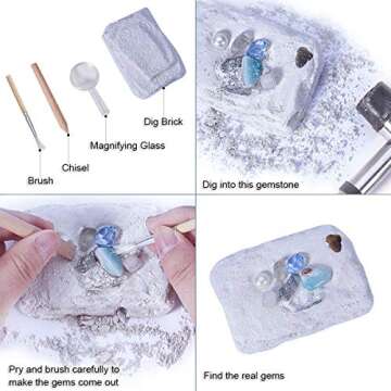 Gemstone Dig Kit for Kids - Excavate 20 Real Gems