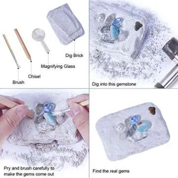 Gemstone Dig Kit for Kids - Excavate 20 Real Gems