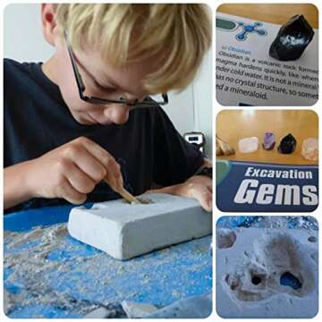 Gemstone Dig Kit for Kids - Excavate 20 Real Gems