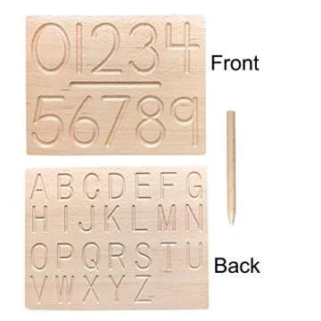 Mfumyy Montessori Alphabet Number Tracing Boards Double Sided Wooden Learn to Write ABC 123 Board Wr...