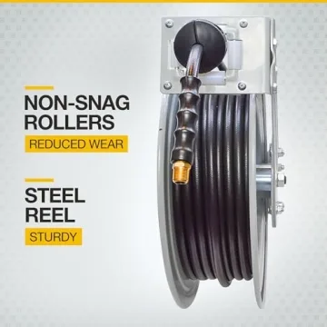 Klutch Auto Rewind Air Hose Reel 50ft Rubber Hose 300 PSI