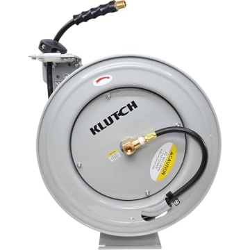 Klutch Auto Rewind Air Hose Reel 50ft Rubber Hose 300 PSI