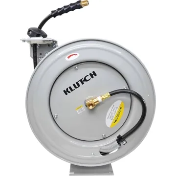Klutch Auto Rewind Air Hose Reel 50ft Rubber Hose 300 PSI