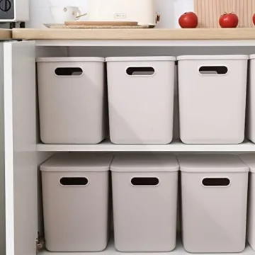 12 Quart Plastic Storage Baskets with Lid for Organization