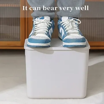 12 Quart Plastic Storage Baskets with Lid for Organization