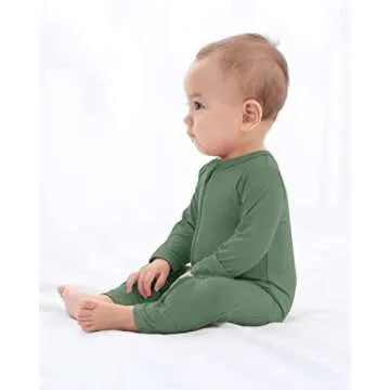 GUISBY Baby Zippers Pajamas, Rayon Footless Romper with Mittens Green 12-18 Months