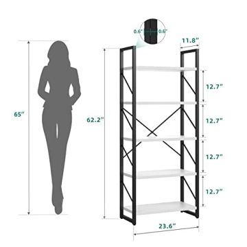 YITAHOME Modern 5 Tiers Bookshelf for Stylish Storage