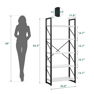 YITAHOME Modern 5 Tiers Bookshelf for Stylish Storage
