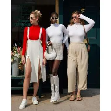 MANGOPOP Women's Mock Turtle Neck Long Sleeve Tops Bodysuit Jumpsuit