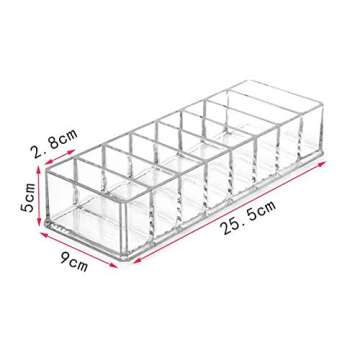 Wang-Data 2 Pcs Clear Acrylic Compact Organizer Blushes Highlighters Eyeshadow Makeup Organizer, 8 Spaces