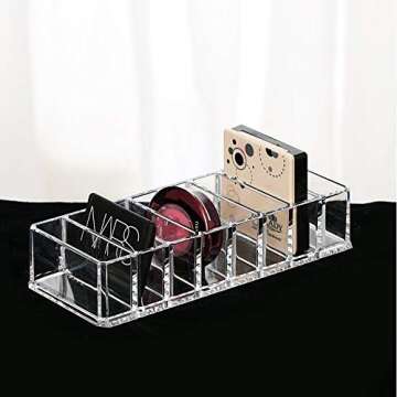 Wang-Data 2 Pcs Clear Acrylic Compact Organizer Blushes Highlighters Eyeshadow Makeup Organizer, 8 Spaces