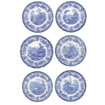Spode Blue Room Zoological Plates Set of 6 Made in England