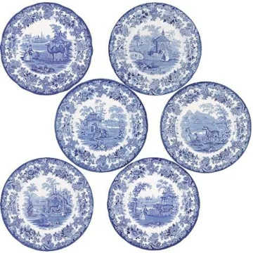 Spode Blue Room Zoological Plates Set of 6 Made in England