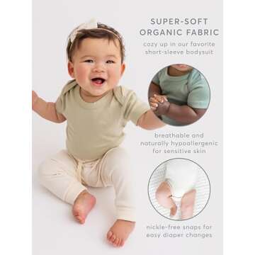 Colored Organics Unisex Newborn 100% Organic Cotton Bodysuit - Short Sleeve Infant One Piece - Baby Boy and Girl Clothing - Truffle - 6-12M
