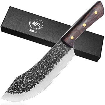 univinlions Butcher Knife for Meat Cutting Hand Forged 7" Sharp Full Tang Kitchen Meat Cleaver Cooki...
