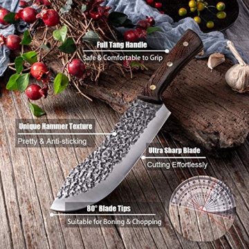 Univinlions 7" Hand Forged Butcher Knife for Cooking