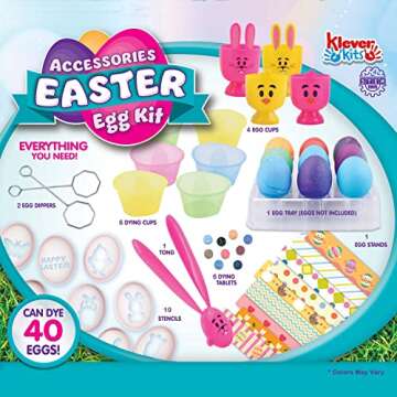 Klever Kits 40Pcs Easter Egg Dye Kit for Creative Family Fun