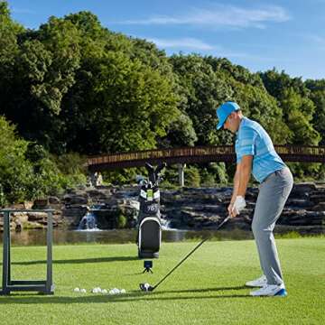 Garmin Approach R10 Portable Golf Launch Monitor & Simulator Bundle - Great for Home, Outdoor & Indoor, Projector Compatible, Software Accuracy Upgraded - Includes PlayBetter Alignment Stand