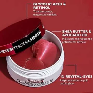 Peter Thomas Roth | Even Smoother™ Glycolic Retinol Hydra-Gel Eye Patches, Under-Eye Patches With Glycolic Acid and Retinol, Treats Tiny Bumps, Texture, Fine Lines and Wrinkles Under the Eye Area