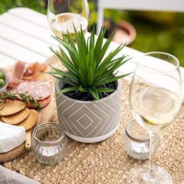 Kurrajong Farmhouse Artificial Plant | 8" Fake Plant for Desk Decor | Artificial Succulent in Pot | ...