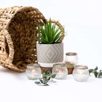 Kurrajong Farmhouse Artificial Plant | 8" Fake Plant for Desk Decor | Artificial Succulent in Pot | Fake Succulent | Faux Plant Indoor | Succulent Plant Artificial | Faux Succulent for Shelf Decor