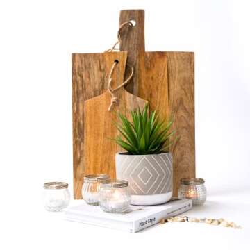 Kurrajong Farmhouse Artificial Plant | 8" Fake Plant for Desk Decor | Artificial Succulent in Pot | Fake Succulent | Faux Plant Indoor | Succulent Plant Artificial | Faux Succulent for Shelf Decor