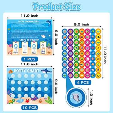 Zainpe 15Pcs Ocean Animals Potty Training Chart for Kids Sea Creatures Potty Chart with Shark Whale ...