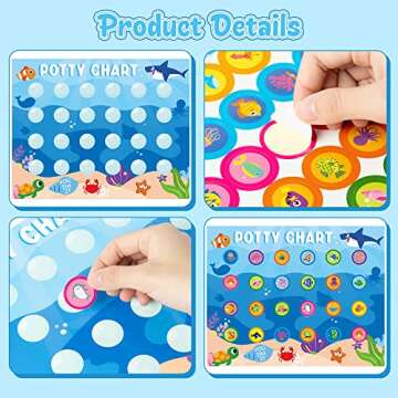 Zainpe 15Pcs Ocean Animals Potty Training Chart for Kids Sea Creatures Potty Chart with Shark Whale Stickers Marine Theme Toilet Training Reward Chart Develop Toileting Habit for Toddlers Boy Girl