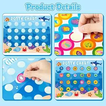 Zainpe 15Pcs Ocean Animals Potty Training Chart for Kids Sea Creatures Potty Chart with Shark Whale Stickers Marine Theme Toilet Training Reward Chart Develop Toileting Habit for Toddlers Boy Girl