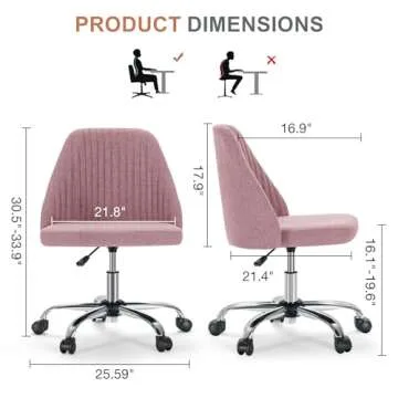 DUMOS Office Desk Chair, Modern Cute Rolling Vanity Swivel Task Chairs with Wheels, Comfortable Back...