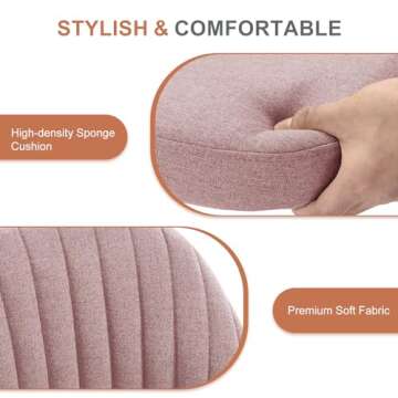 DUMOS Office Desk Chair, Modern Cute Rolling Vanity Swivel Task Chairs with Wheels, Comfortable Back Seat Armless for Home, Bedrooms, Office, Study, Student, Adults, Make-up, Dressing Room, Pink