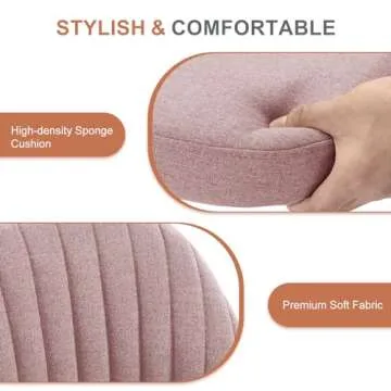 DUMOS Office Desk Chair, Modern Cute Rolling Vanity Swivel Task Chairs with Wheels, Comfortable Back Seat Armless for Home, Bedrooms, Office, Study, Student, Adults, Make-up, Dressing Room, Pink