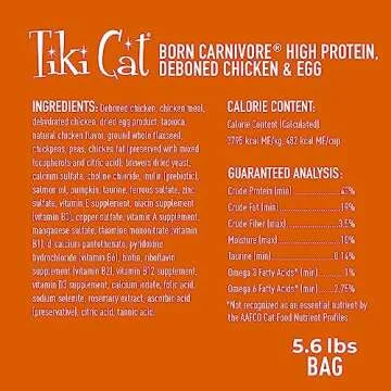Tiki Cat Born Carnivore High Protein, Deboned Chicken & Egg, Grain-Free Baked Kibble to Maximize Nutrients, Dry Cat Food, 5.6 lbs. Bag
