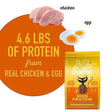 Tiki Cat Born Carnivore High Protein, Deboned Chicken & Egg, Grain-Free Baked Kibble to Maximize Nutrients, Dry Cat Food, 5.6 lbs. Bag