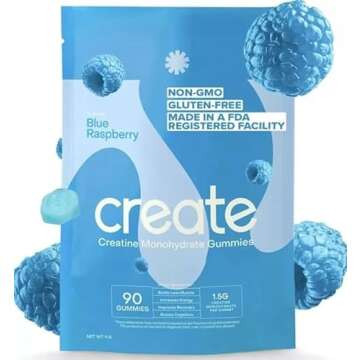 Create Creatine Monohydrate Gummies for Men & Women, Boost Focus, Strength, and Endurance, Anti-Melt...
