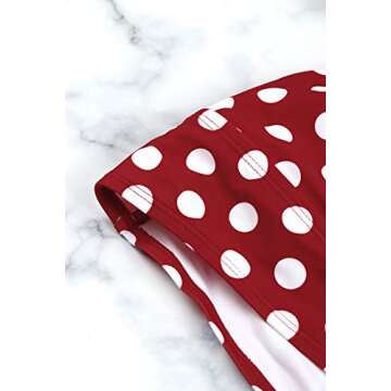 Women's 2 Pieces Plus Size Swimwear High Waist Halter Bikini Swimsuits Red Polka Dot 3XL