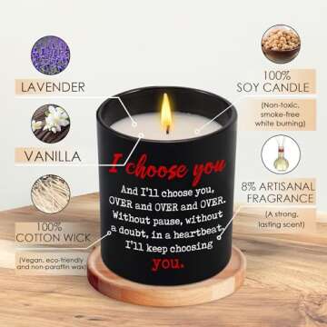 Valentines Day Gifts for Her, Him, Anniversary Wedding, Birthday Gifts for Men, Women, Couple, Boyfriend, Girlfriend, Husband, Wife, Vanilla Lavender Scented Valentines Candle 10oz