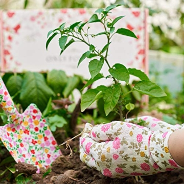 TINYFS Floral Garden Tool Set, 8 Pieces Gardening Gifts for Women with Trowel Pruner Shears Sprayer Succulent Hand Tools Gardener Gloves& Storage Bag, Pink