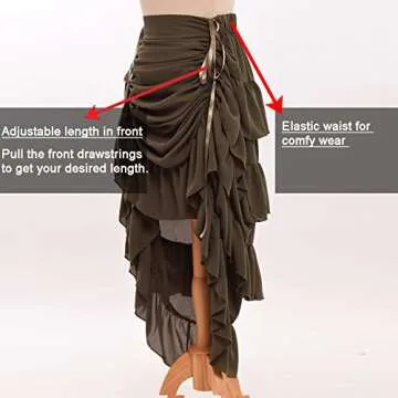 GRACEART Women's Victorian Steampunk Skirt - (Army Green) Medium